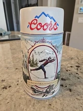 Vintage 1991 Coors Light Beer Stein Mug Skier The Rocky Mount Legend Series