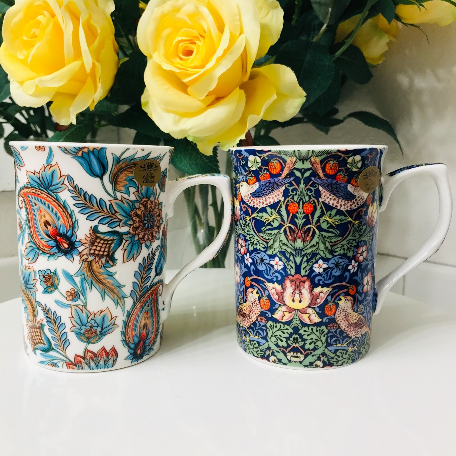 The Leonardo Collection Fine China Oriental Paisley & William Morris 2 Mug Set