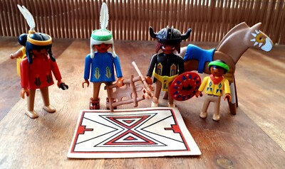 Playmobil Lote indios antiguo vintage oeste western vaqueros tipi
