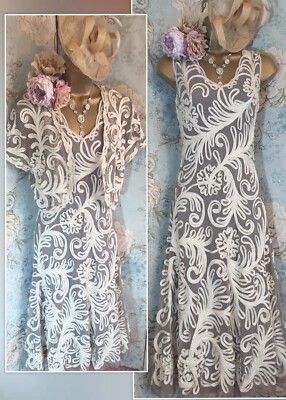 phase eight cornelia tapework dress cream Phase eight Cornelia cream blue tapework mother wedding Occasion dress Jacket 12