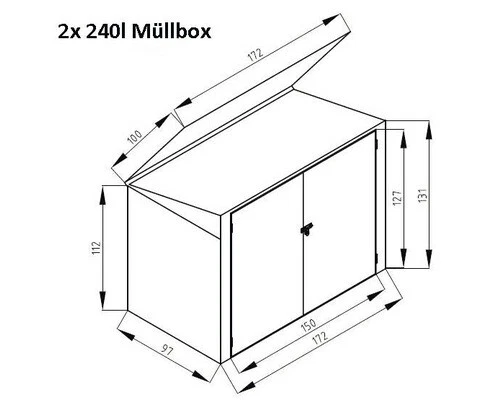 Mülltonnenbox WESTMANN für 2 Mülltonnen inkl. Gasdruckfedern 172 x 100 x 131 cm - Bild 6 von 6