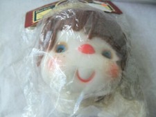 Vtg Brown Yarn Hair Doll Head and Hands NEW 5" HEAD PLASTIC