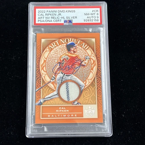2022 Panini Diamond Kings Art Nouveau GU Relic Cal Ripken Jr. PSA 8 AUTO 9 POP 1