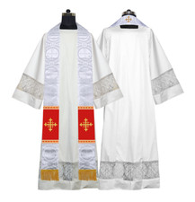 Liturgical Pastor Stole with Spiritual Cross motif for Church Service Worship