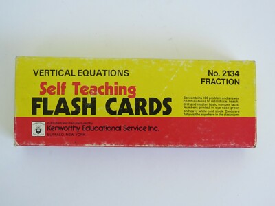 Vintage Vertical Equations Self Teaching  Fraction  Flash Cards   1955 9 x3½ 