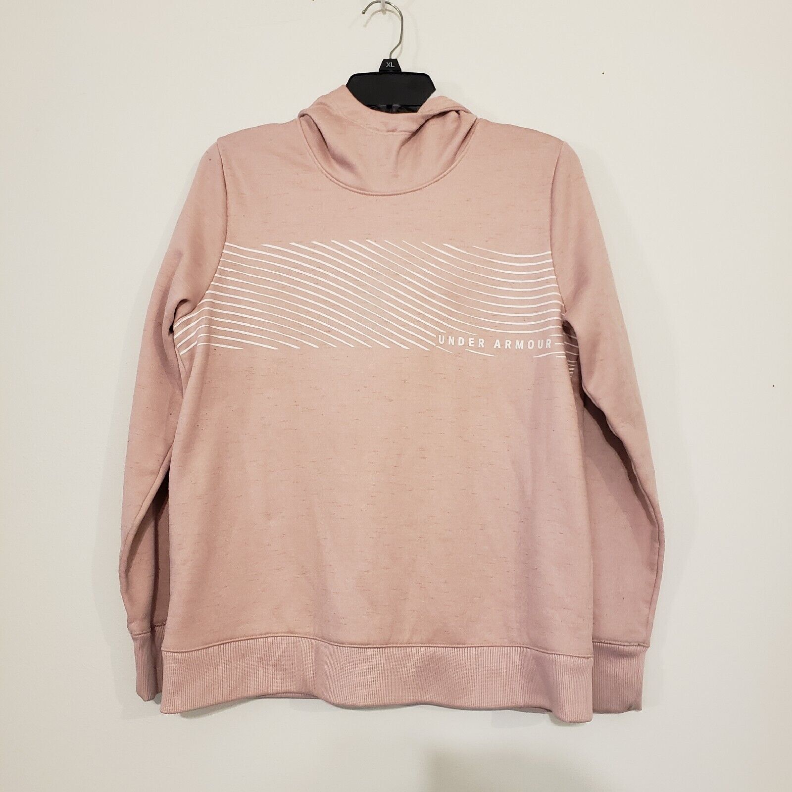 Under Armour Fleece Cold Gear M Blush Pink Graphic Print Hoodie Sweater
