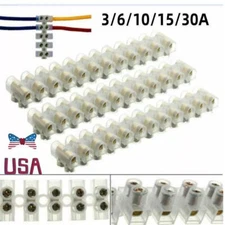 12 Way Connector Strip Electrical Wire Terminal Block Connection  3/6/10/15/30A