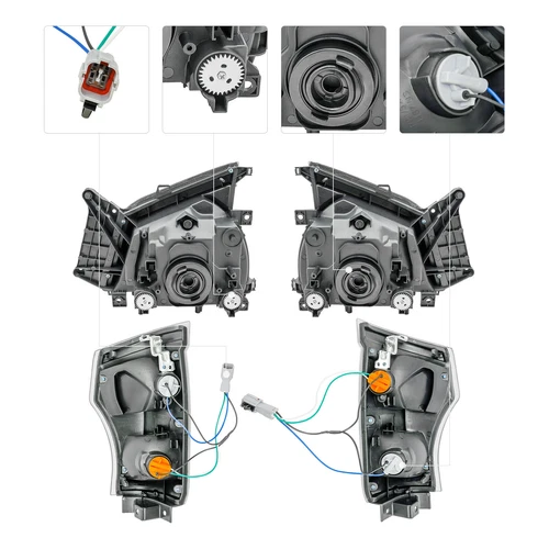 Headlights & Corner Lights LH+RH For 2004-2007 Isuzu NPR NQR 2005-07 GMC W-4500 - Picture 5 of 6