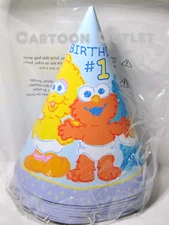 ELMO PARTY HATS 8 PCS PARTY SUPPLIES BIG BIRD COOKIE MONSTER 1ST BIRTHDAY SESAME