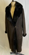 City Sheepskins London Black Long Suede And Sheepskin Hooded Coat - Size M 14/16