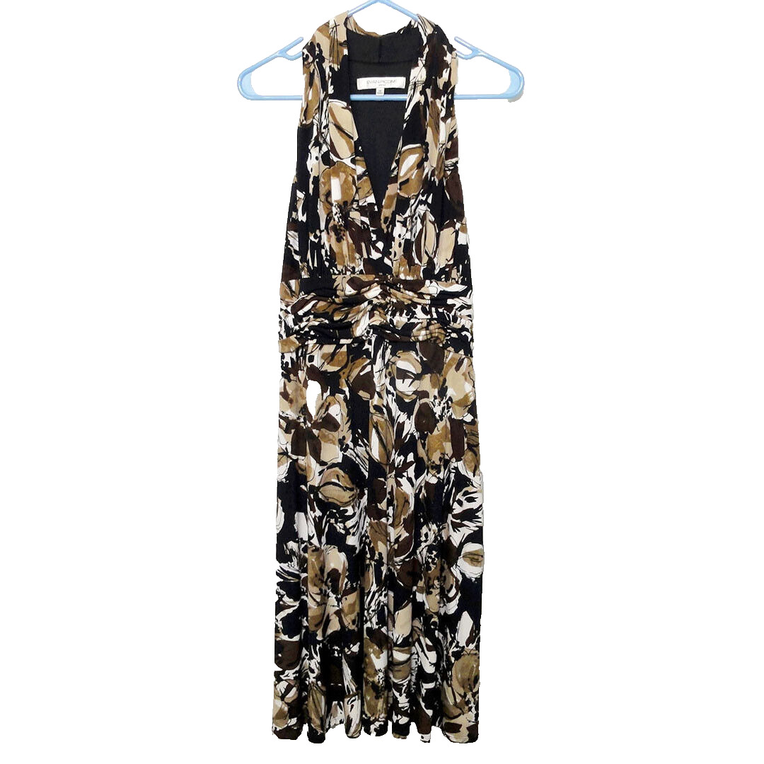 VTG Evan picone Brown Print Halter Dress Size 16 … - image 1