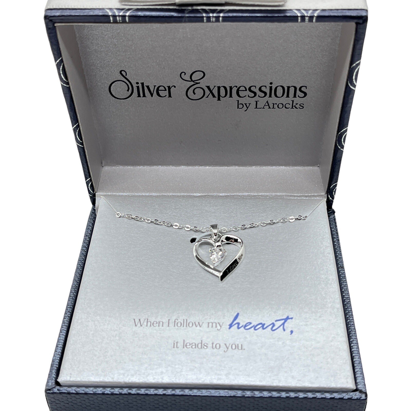 Silver Expressions Necklace I Love You Valentine Silver Tone New in Box 18