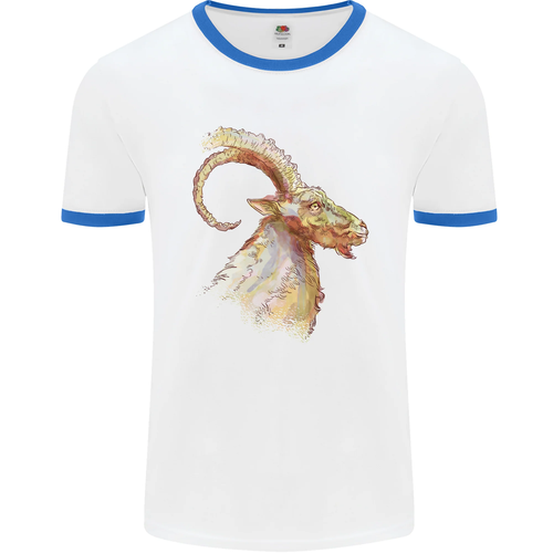 A Acuarela Cabra Granja Hombre Ringer Camiseta - Imagen 3 de 5