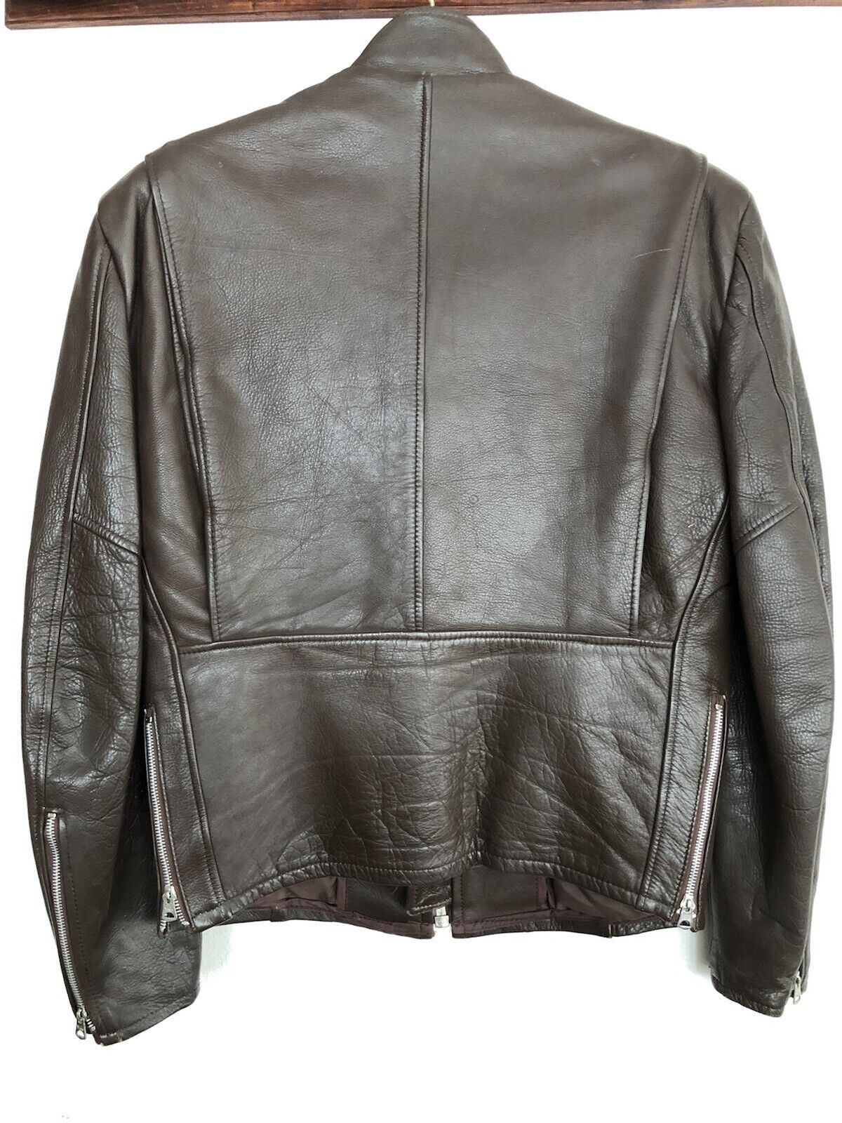 genuine leather Brown jacket Sz 38 - image 3