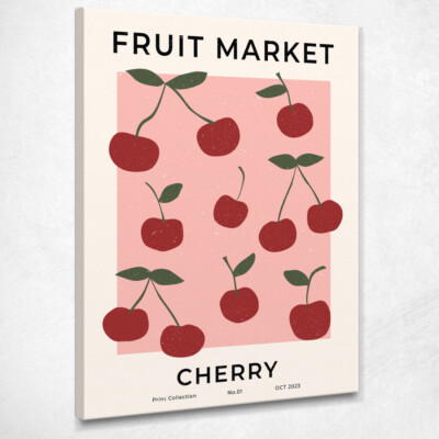 Gemälde Boho Chic Minimal Obstmarkt Obst und Gemüse Rote Kirschen, bh