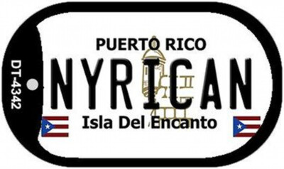 NYRICAN Dog Tag Necklace with chain Puerto Rico Isla Del Encanto NY Rican