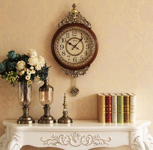 Elegant, Traditional, Decorative, Hand Painted Modern Grandfather Wall Clock - Picture 5 of 10