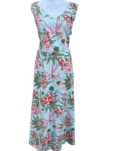 Talbots Maxi Dress Womens Small Tropical Print Sleeveless Cotton Blend  Coastal | eBay