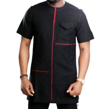 African Men 2 Piece Set Kaftan Shirt Pants Embroidered Danshiki Traditional Suit