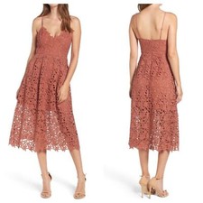 ASTR The Label LACE A LINE MIDI DRESS Coral Cedar