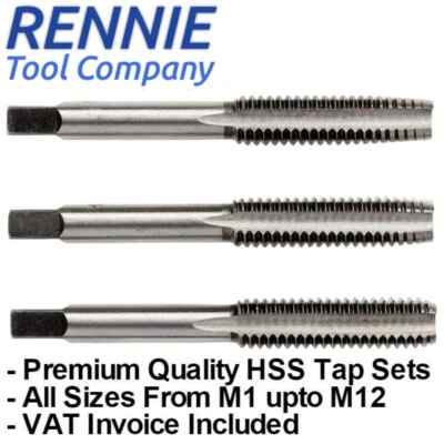 RTC HSS Metric Hand/Machine Tap Sets x 3 Pieces - Taper (1st), Plug (2nd), Bottom