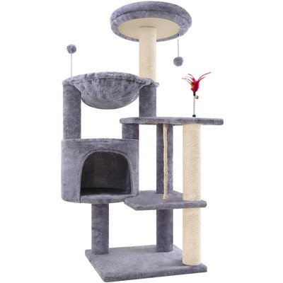 TINWEIUS 42.5'' Cat Tree for Indor Cats, Multifunctional Cat Tower with Cozy ...