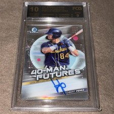 Hedbert Perez 2021 Bowman Chrome 40 Man Futures /99 FCG 10 GM Mint 9 Auto Rookie