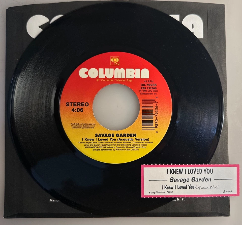 Savage Garden / I Knew I Loved You (Album & Acoustic / 1999 45rpm / Mint! Foto 2 de 4