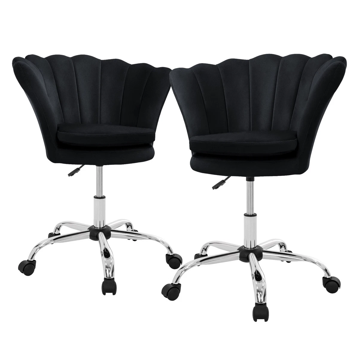 Set 2x sillas de oficina asientos de terciopelo, sillón ergonomico moderno negro