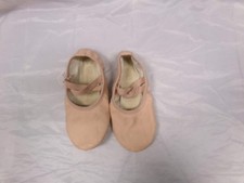 Dance Ballet Shoes Stelle Girls 2M Leather Double Strap Split Sole