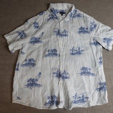 Vineyard Vines Shirt Large White 100 Linen Short Sleeve Button Down