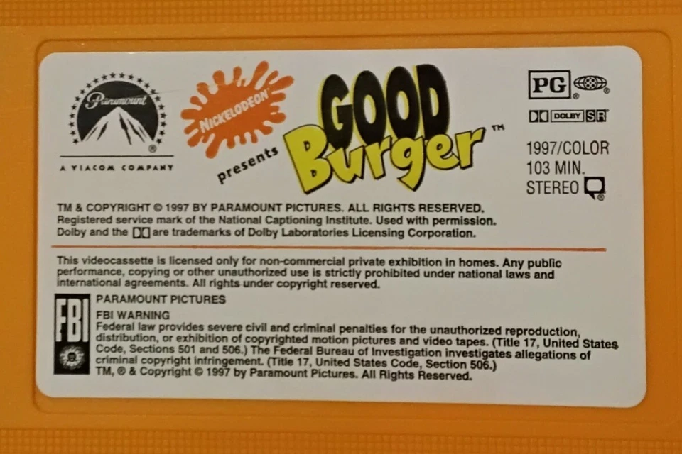 Good Burger (Pre Owned VHS 1997) Kenan & Kel Shaquille O'Neal Orange Tape Funny - Image 2 of 4