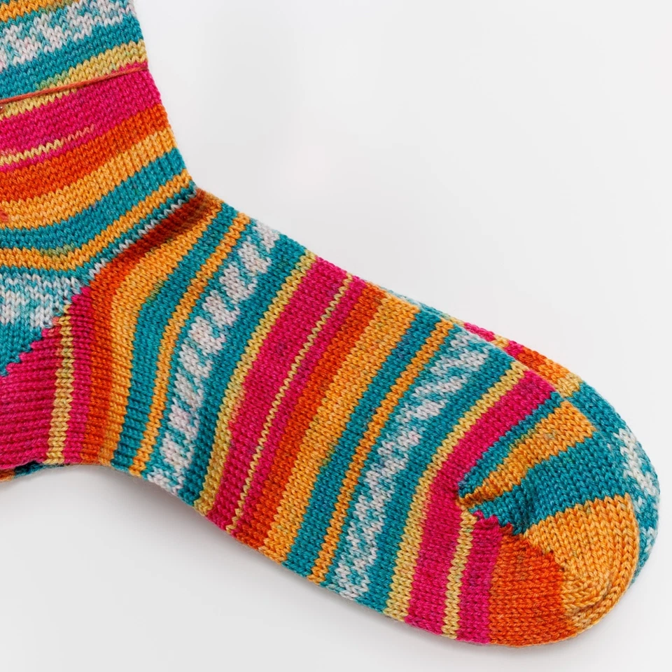 Handmade Wool Knit Socks | Colorful Striped Turkish Yarn - Image 2 of 4