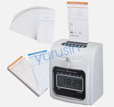 LCD Display Employee Attendance Punch Time Clock Payroll Recorder +100 Cards