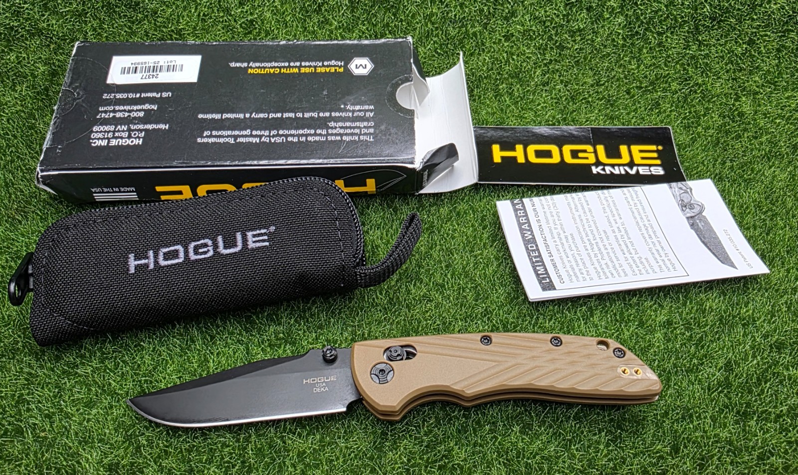 Hogue #24377 Deka MagnaCut Cerakote 3.25" Clip Point Blade, FDE Polymer Handles