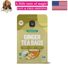 Organic Ginger Tea, Caffeine Free, 100 Count, Eco-Conscious Tea Bags, Reseala...