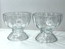 2 Vtg Libbey Ribbed Optic Compote Pedestal Bowl Dessert Candy Ice Cream Dishes