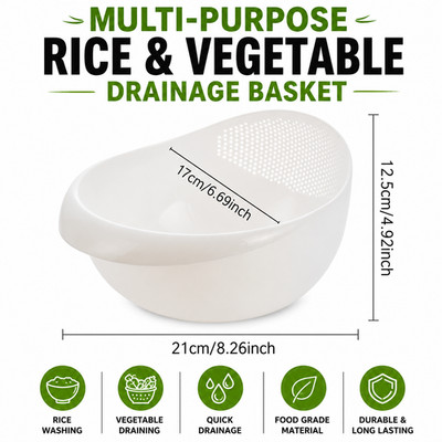 Rice Drainage Basket Filter Fruit Vegetable Sieve Multi-purpose Kitchen Tool
