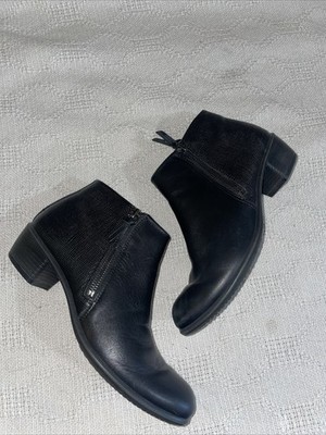 Ecco Zip Side Boots Womens Size 37 U.S. 6 M Black Leather Going Out Party Fun