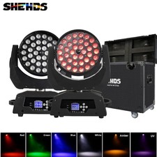 SHEHDS 2Pcs 36x18W LED RGBW UV Wash Zoom Moving Head light With Flight Case