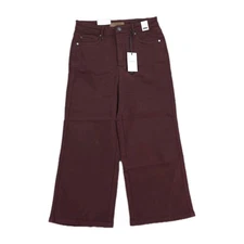 Judy Blue Jeans 11/30 Oxblood High Waist Tummy Control Garment Dye Wide Leg Crop