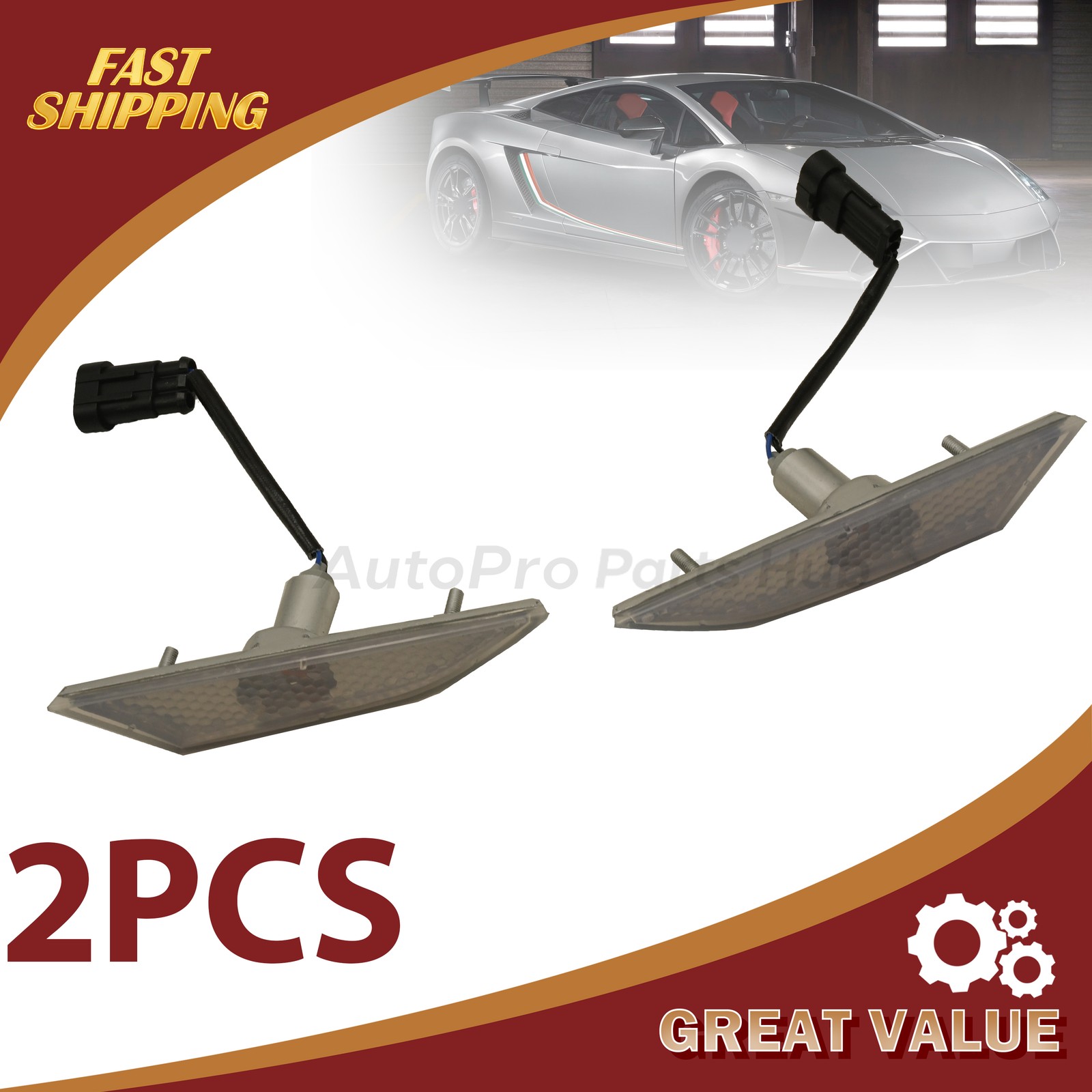 2x Bumper Side Marker Indicator Front For Lamborghini Gallardo LP560-4 LP550-2