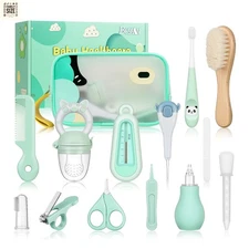 Baby Healthcare & Grooming Kit 13pcs – Newborn Infant Toddler Essentials Green