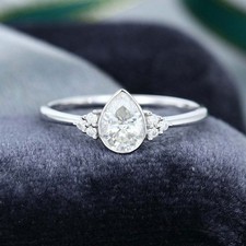 Engagement Wedding Ring 2 Ct Pear Cut Diamond Solitaire 14K White Gold Finish