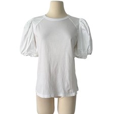 Veronica Beard Morrison White T-Shirt Top Blouse L