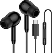 USB C Samsung Earbuds Wired Ear Buds for Galaxy A16 A17 A36 5G Black