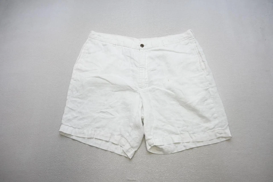 Pantalones Cortos Brooks Brothers de Lino Elastizados Blancos Informales Planos 8" INS Para Hombres Talla 42 Foto 2 de 4