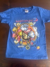 VINTAGE Super Mario Bros 3 World - Blue Shirt Sz Kids 10-12 Nintendo 1991 Oneita