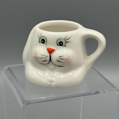 Mini Bunny Rabbit Ceramic Tea Cup Toothpick Holder Childs Easter Decor 2''