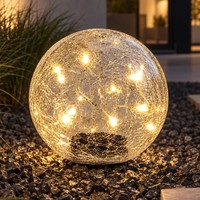 Solarlampe Steckleuchte AußEn Kugellampe Lichterkette Crackle Glas LED D 15 Cm